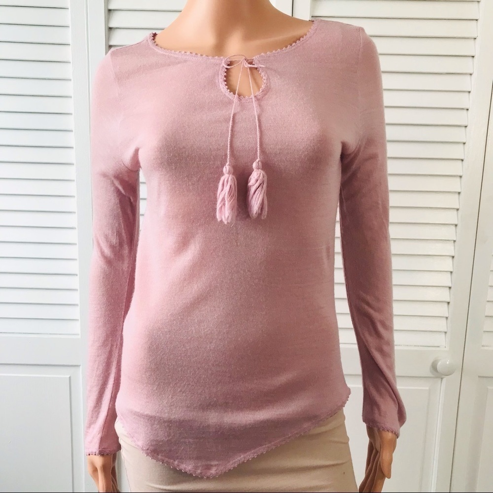 2/$25 BANANA REPUBLIC Light Pink Long Sleeve Semi Sheer Shirt Size Medium